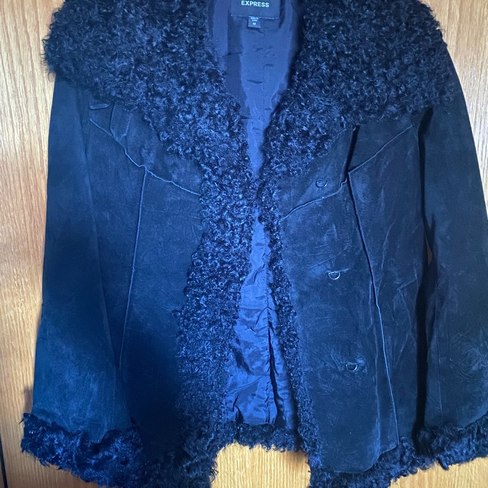 Express Midnight Black Teddy Jacket